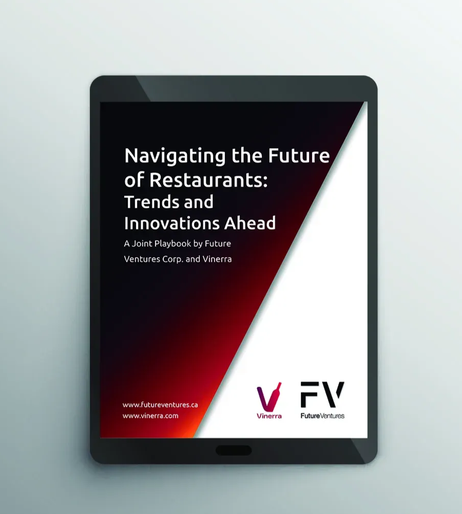 Tablet displaying a report cover: 