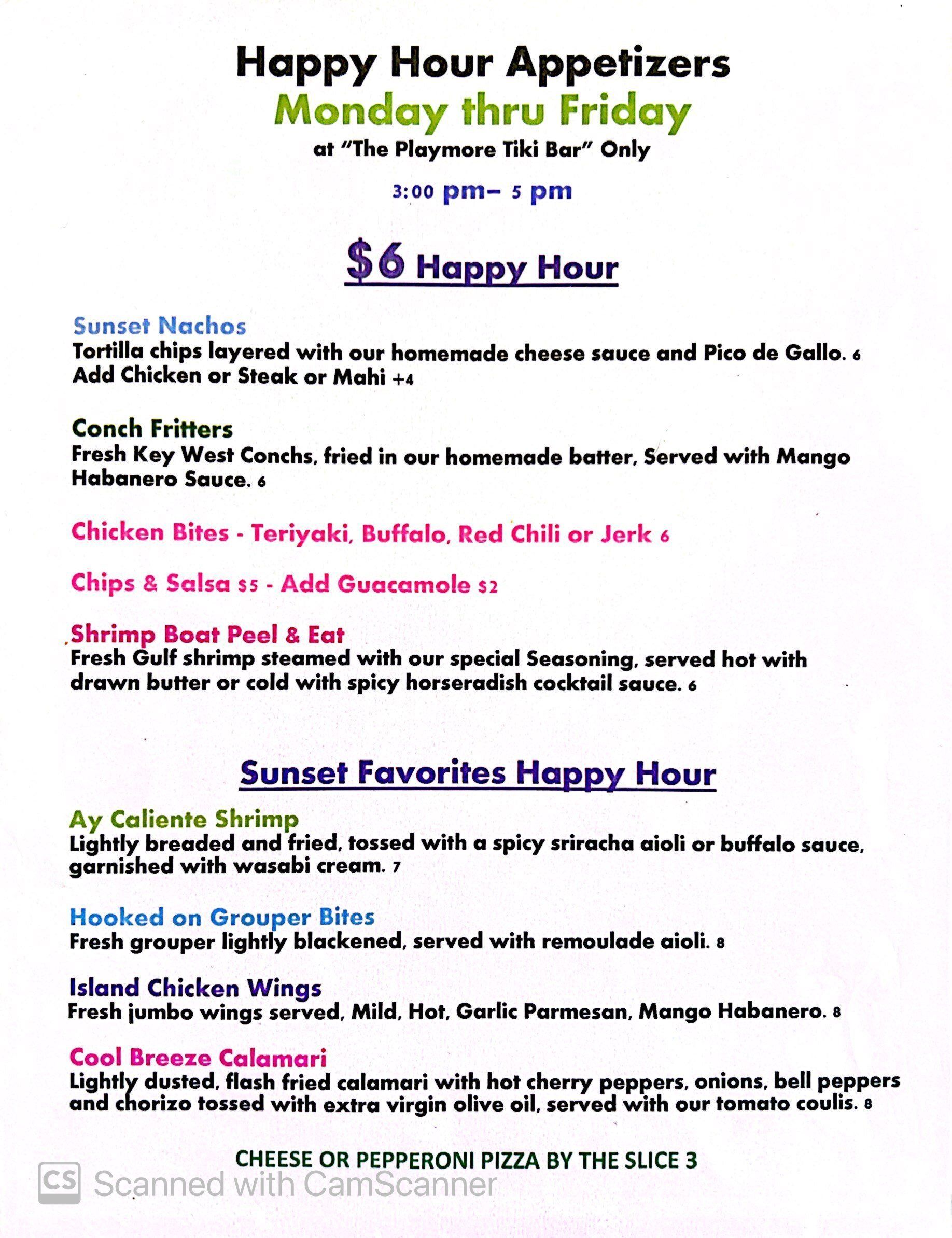 Happy Hour Appetizers menu from 