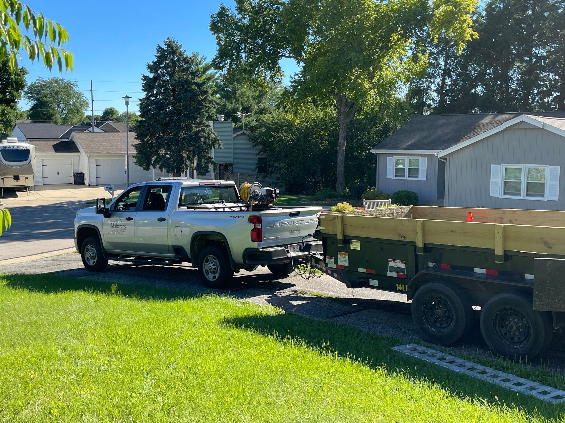 Malterer's Landscaping work truck and trailer