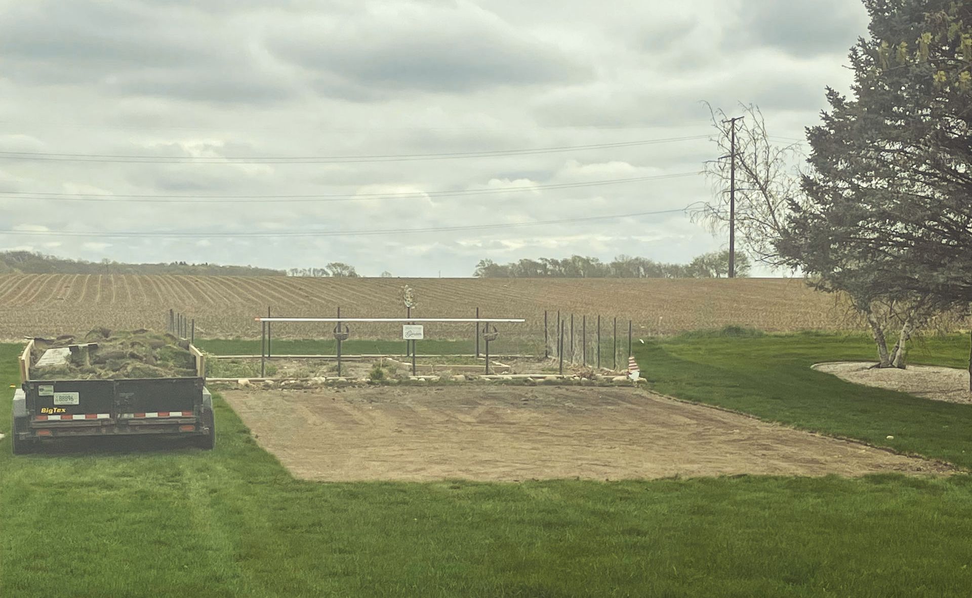 A garden plot cut with a sod cutter