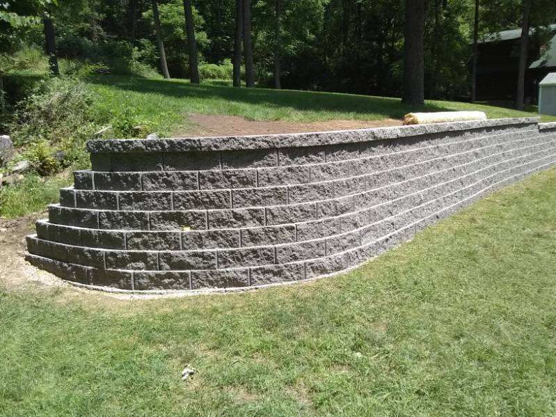 newly built retaining wall