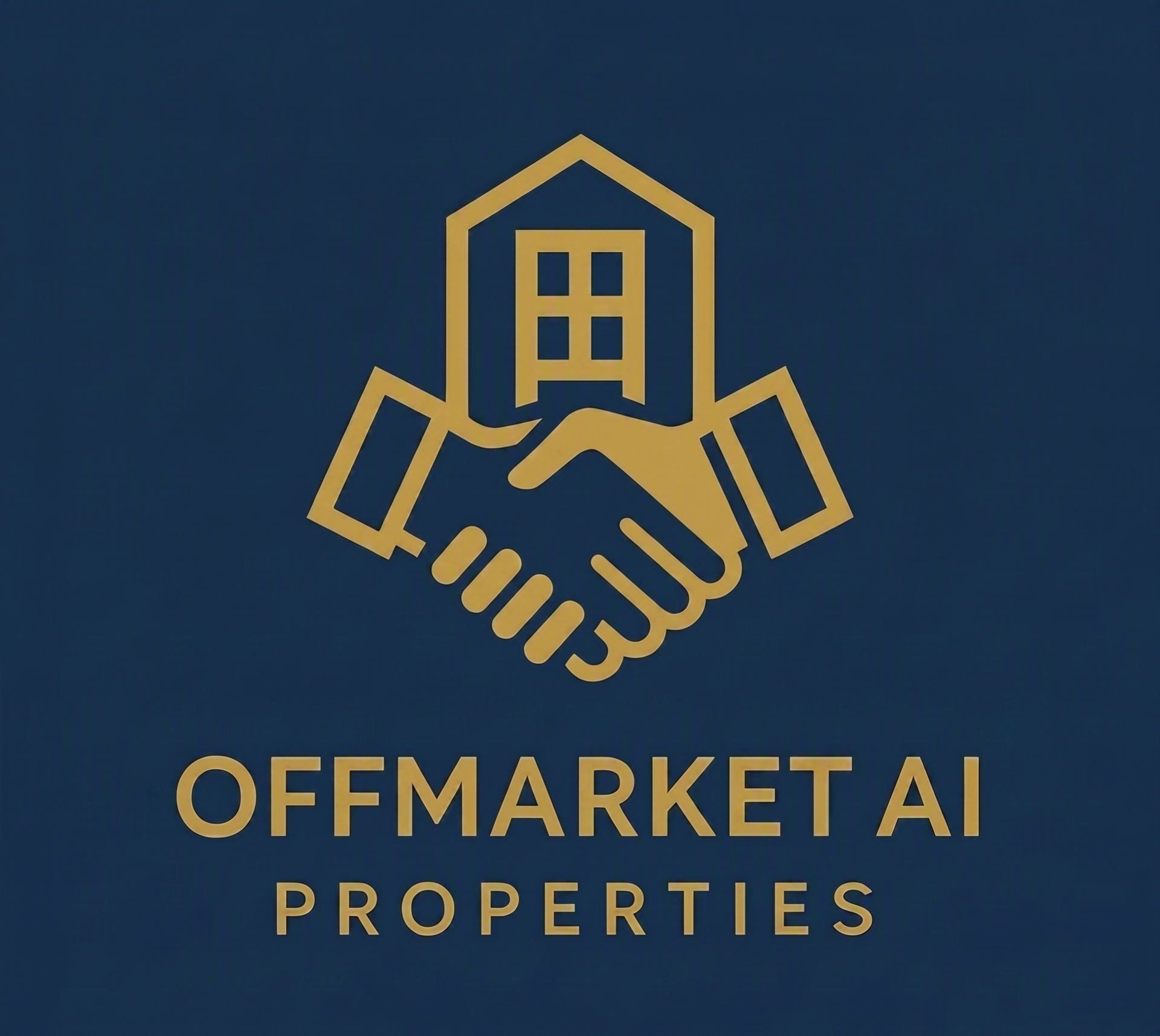 Orange logo: house above clasped hands, OffMarket AI Properties
