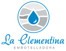 Logotipo: gota de agua azul dentro de un círculo gris, 