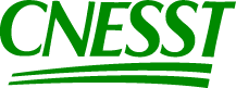 Un logo vert et blanc pour la Cnesst sur fond blanc.
