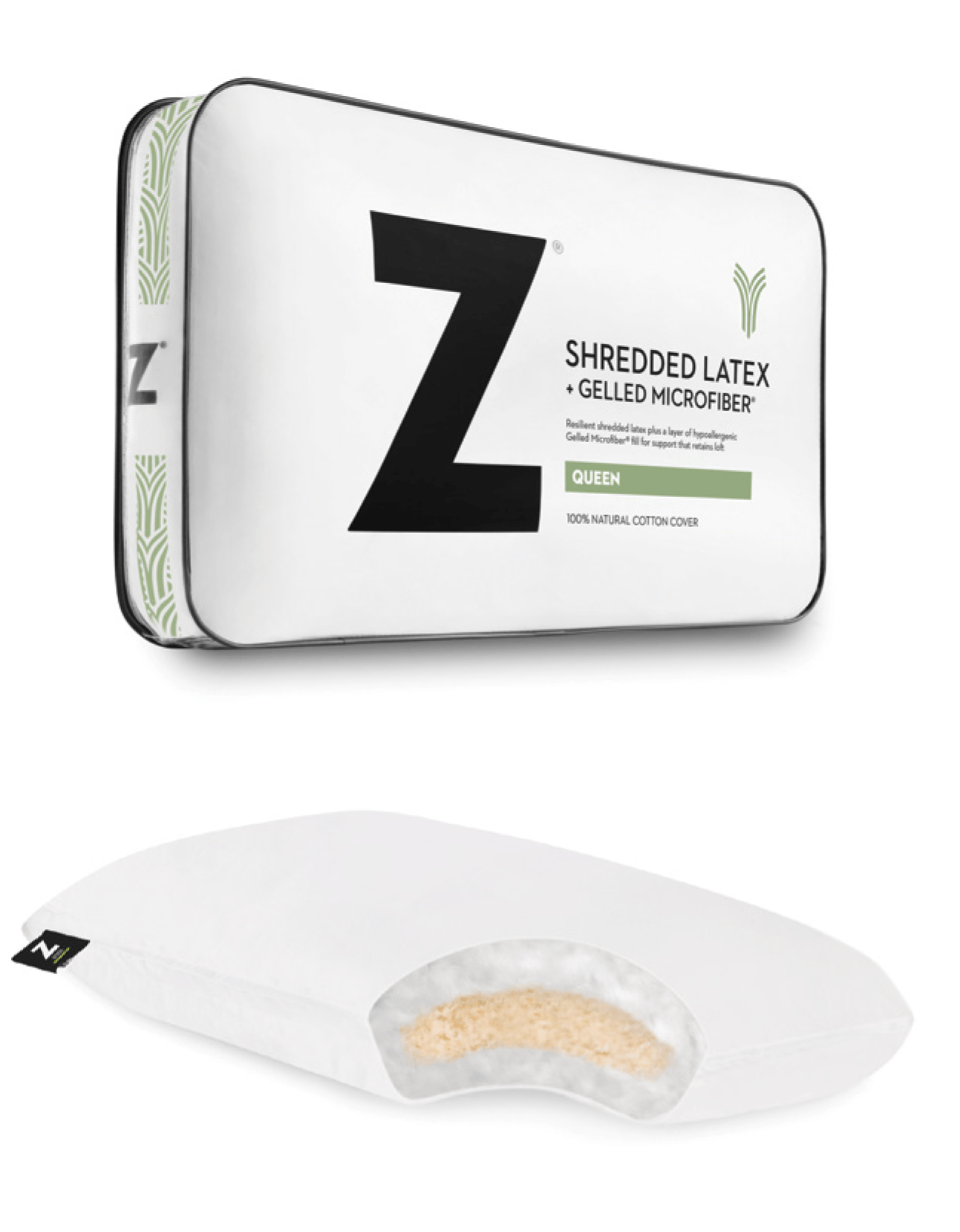 Shredded Latex + Gelled Microfiber Pillow