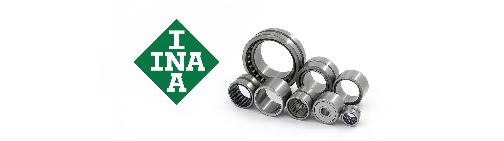 Logo INA accanto a una collezione di cuscinetti in argento.