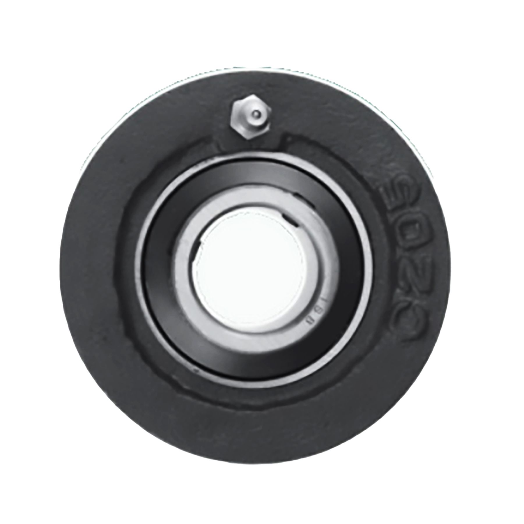 Cuscinetto montato nero con foro centrale, ingrassatore e codice 