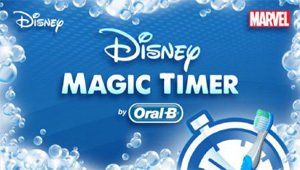 A disney magic timer by oral b with a toothbrush