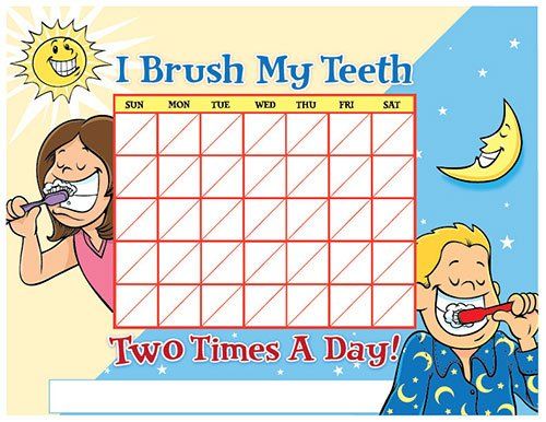 A calendar that says `` i brush my teeth two times a day ''
