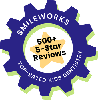 A logo for smileworks top rated kids dentistry