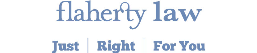 a logo for flaherty sloan hatfield that says just right for you