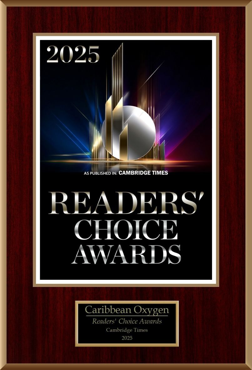 Readers' Choice Awards plaque, 2025. Caribbean Oxygen