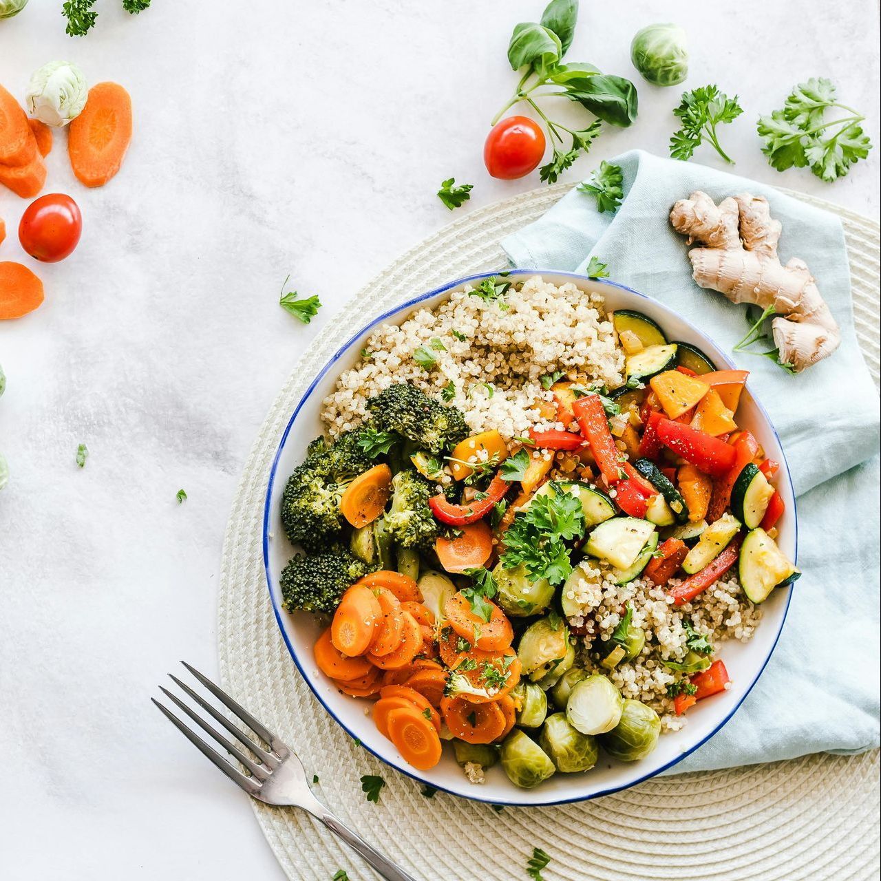 Cauliflower rice with chicken and pumpkin