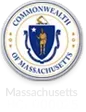 The logo for the commonwealth of massachusetts is a shield with a man on it.