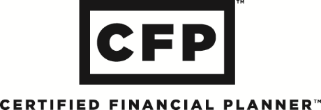 A black and white logo for a certified financial planner