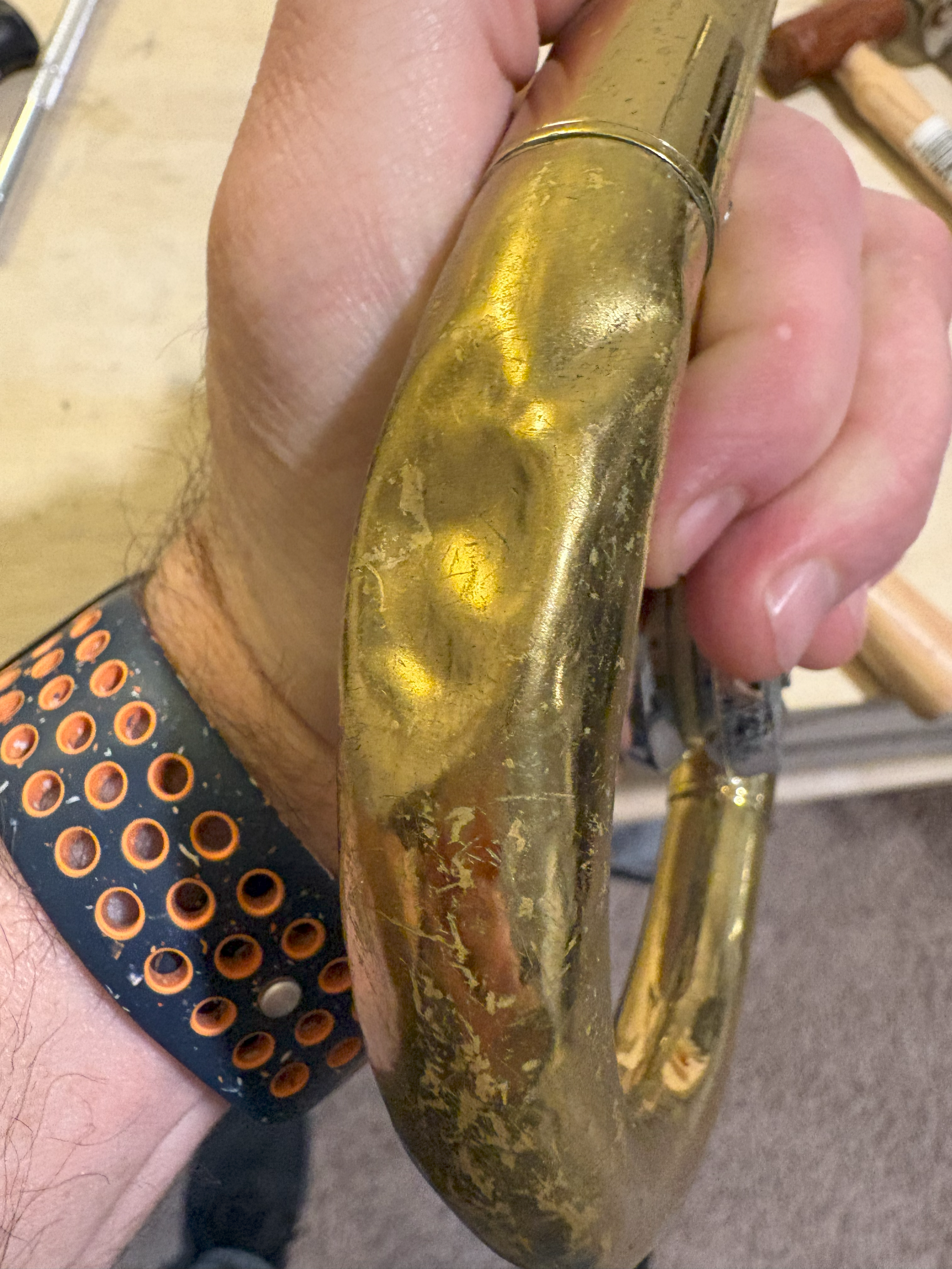 Damaged trombone tuning slide