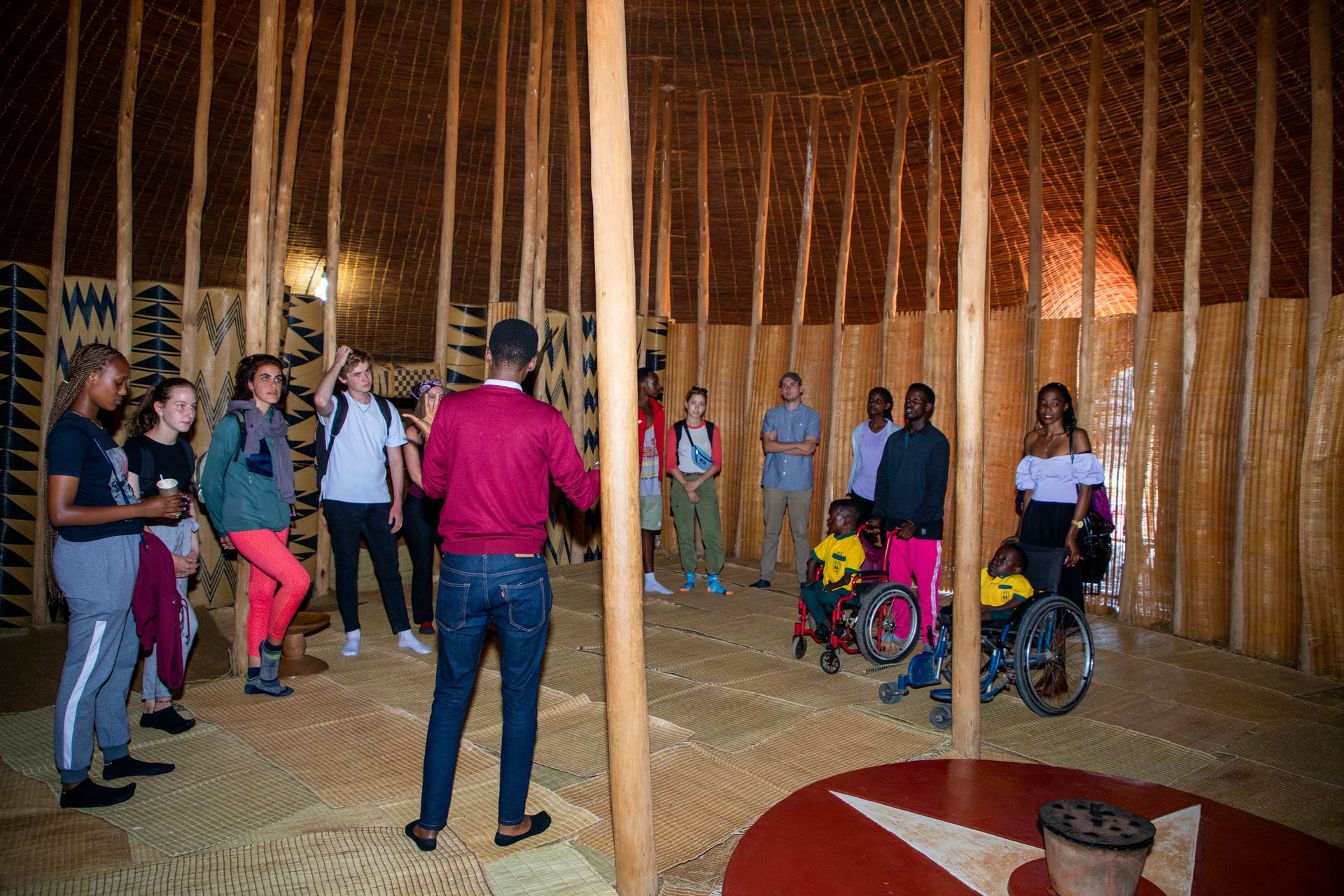 Inside the replica king's palace hut in Nyanza