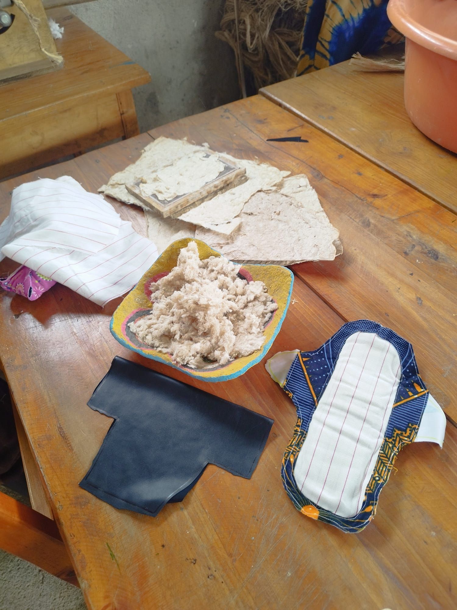 The final product. Reusable sanitary pads made from banana waste