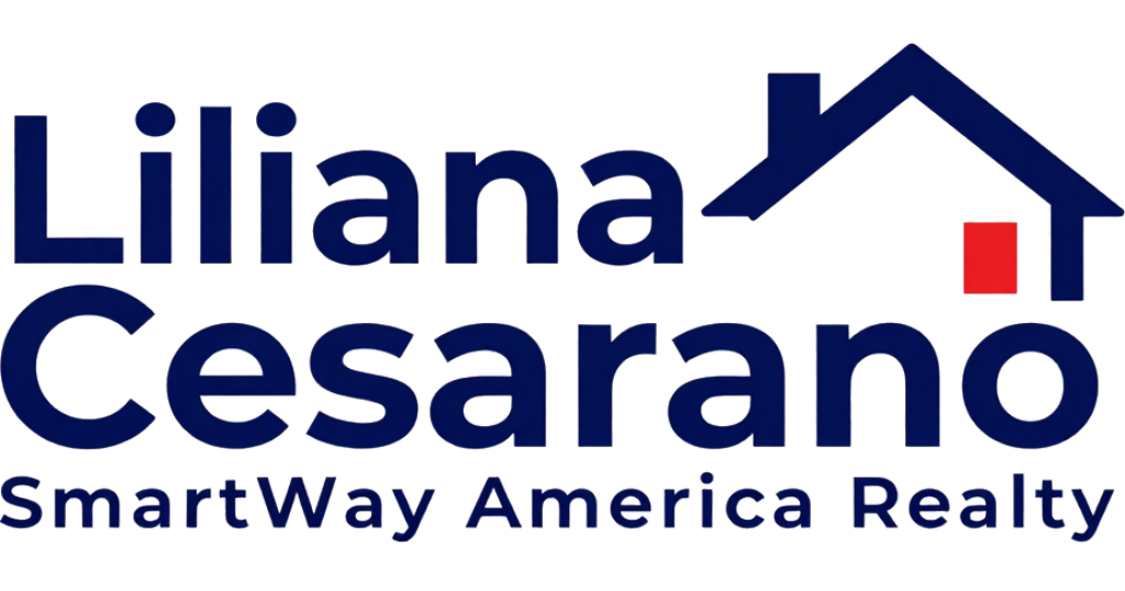 Liliana Cesarano SmartWay America Realty logo in blue and red with house icon