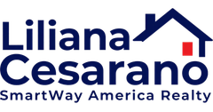 Liliana Cesarano SmartWay America Realty logo in blue and red with house icon