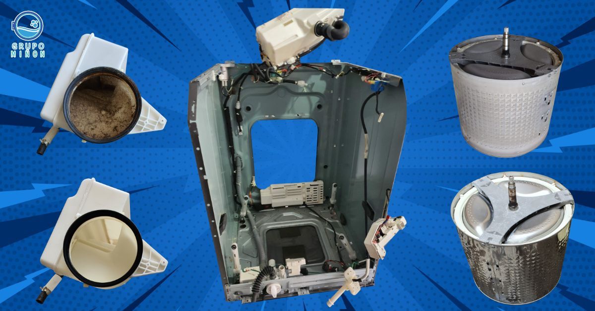 Un fondo azul con un montón de objetos diferentes sobre él.