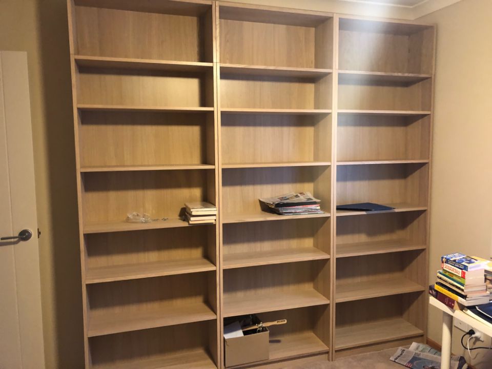 wooden storage shelves