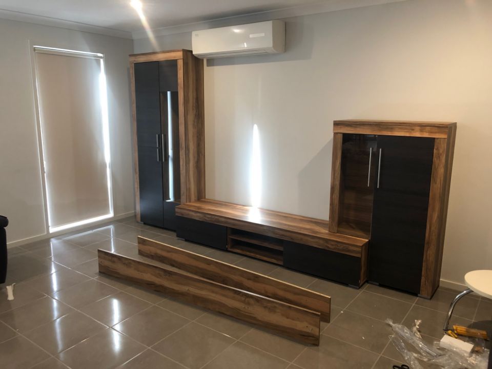 TV unit being assembled