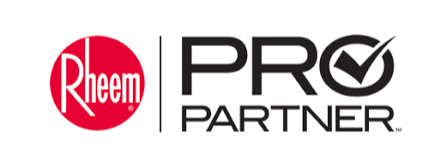 Rheem Pro Partner logo with red Rheem circle and black PRO PARTNER text