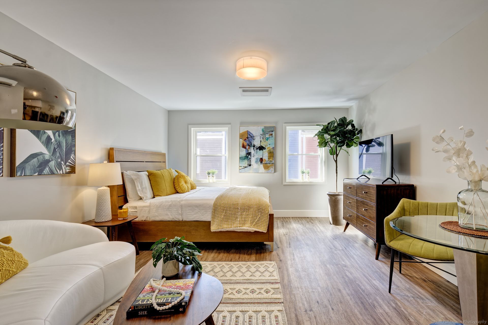 There is a large bed in the middle of the room.