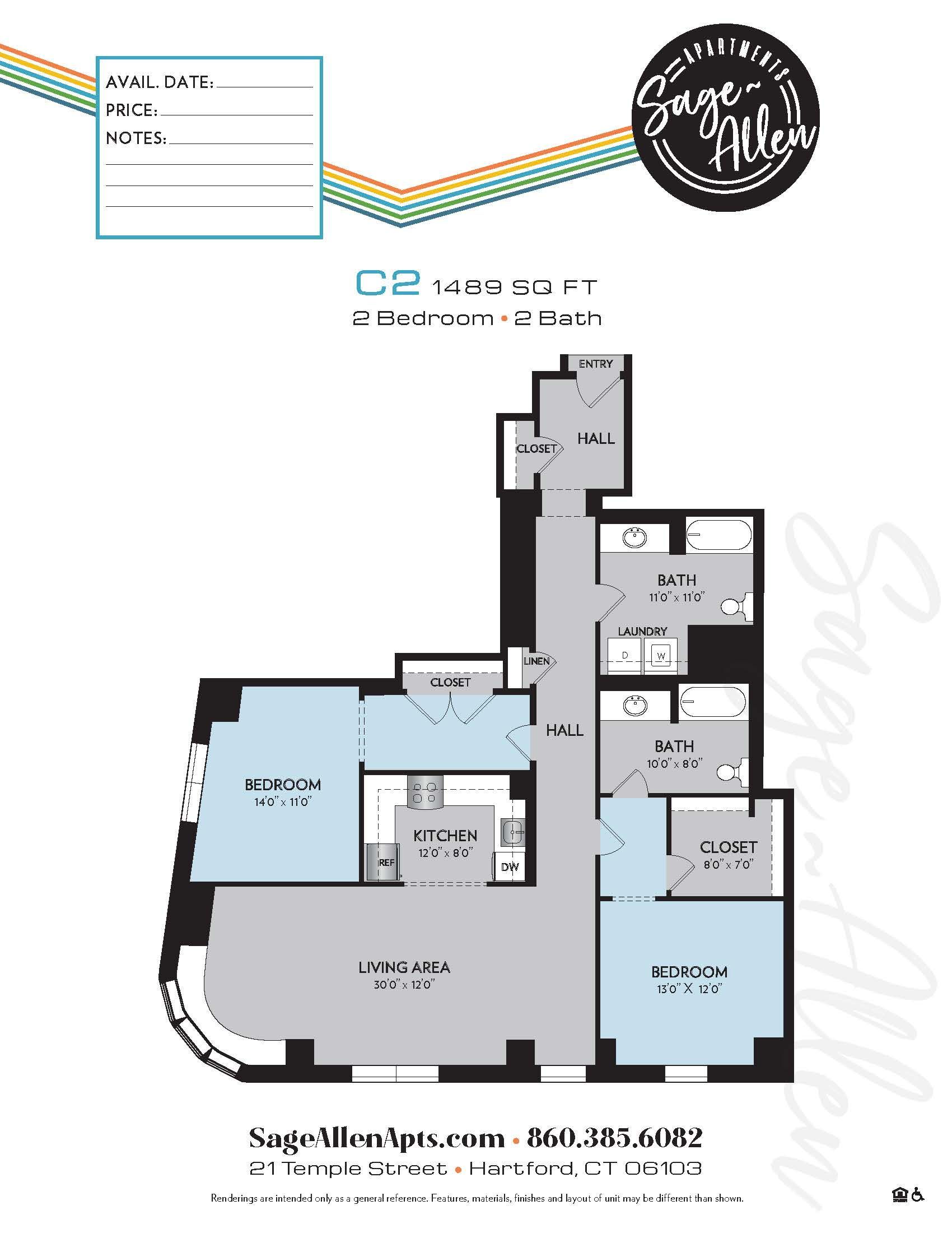 A floor plan of a house with a rainbow on it