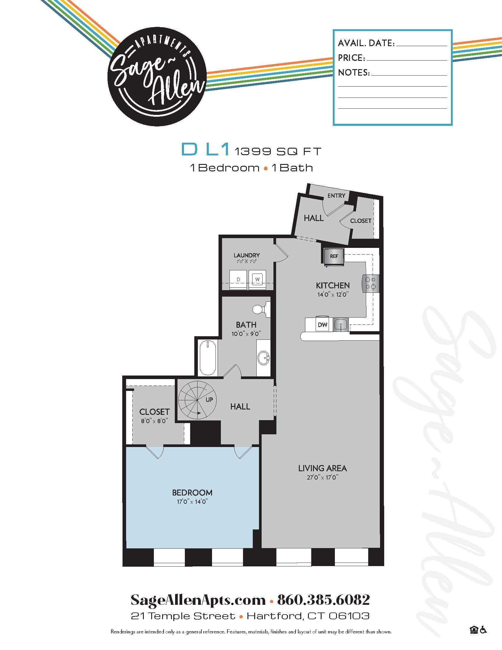 A black and white floor plan of a bedroom apartment.