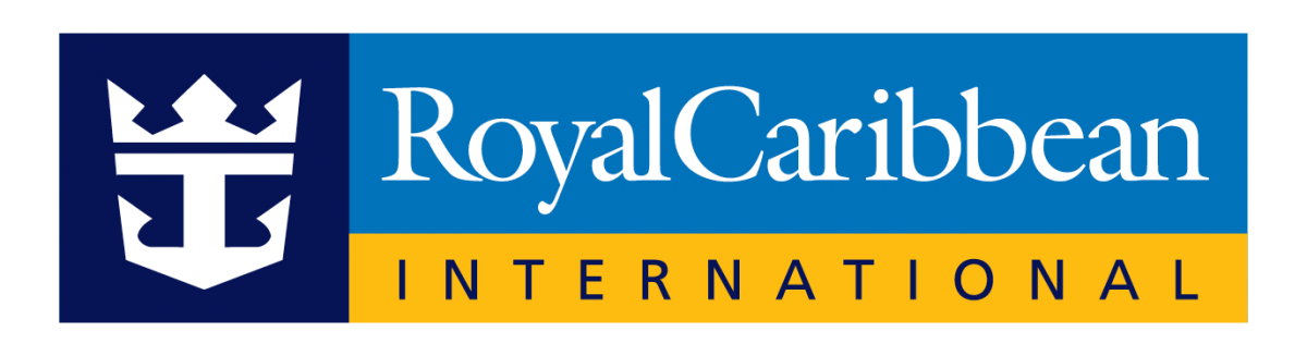 A blue and yellow logo for royal caribbean international