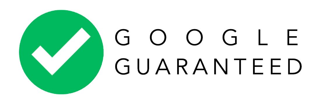 A google guaranteed logo with a check mark in a green circle.
