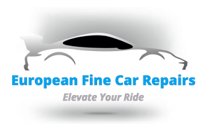 European Fine Car Repairs logo - sports car icon