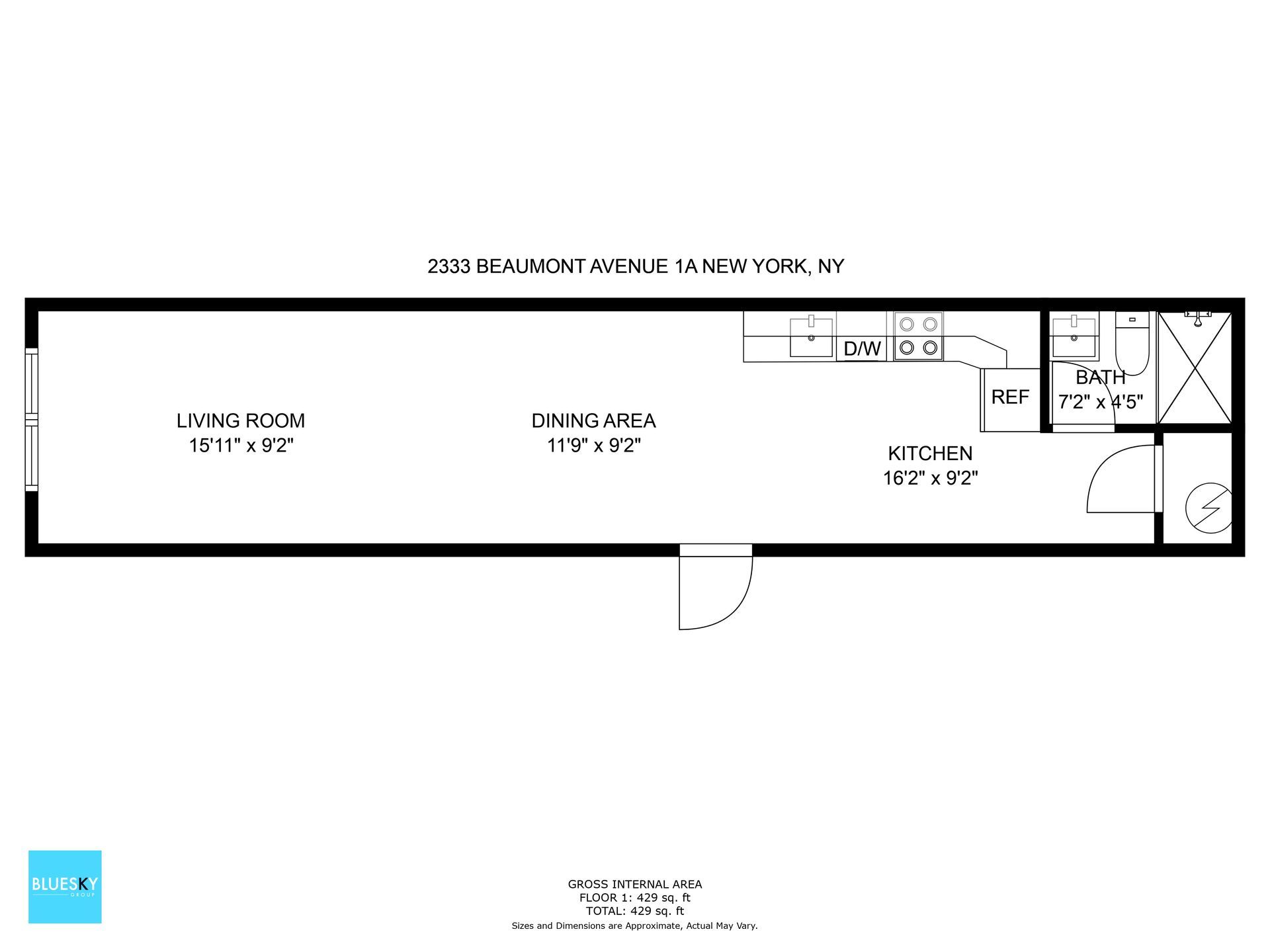 A black and white floor plan of a small house.