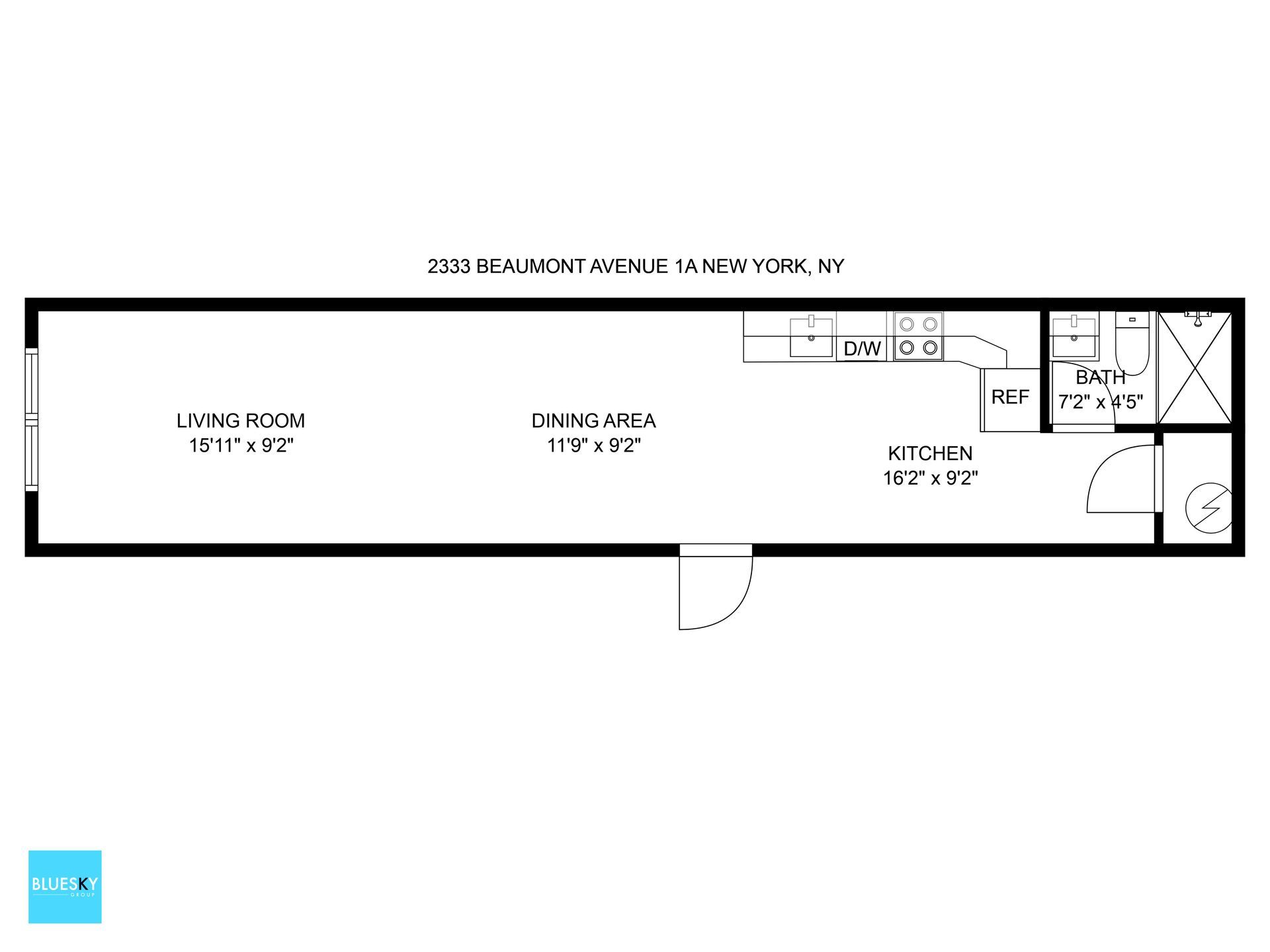 A black and white floor plan of a small house.