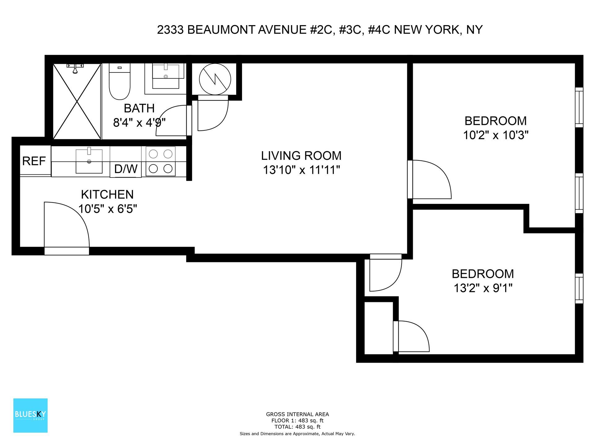 A black and white floor plan of a house with a living room , bedroom and bathroom.