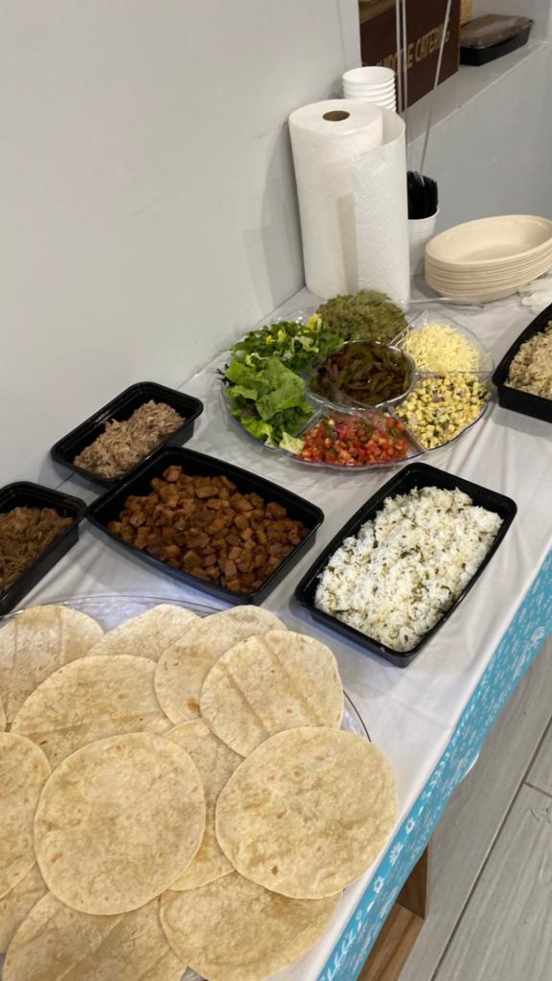 There are many different types of food on the table.