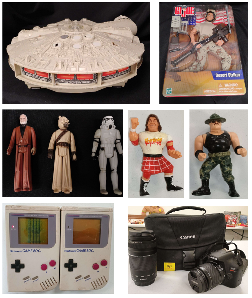 Star Wars, Hasbro, WWE, WWF, GI Joe, Nintendo, Atari, Genesis, Cleveland Indians, Cameras