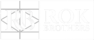 ROK Brothers logo in white and blue text