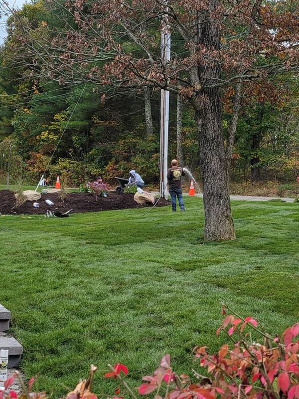 A.A.F Landscapers working on commercial landscaping