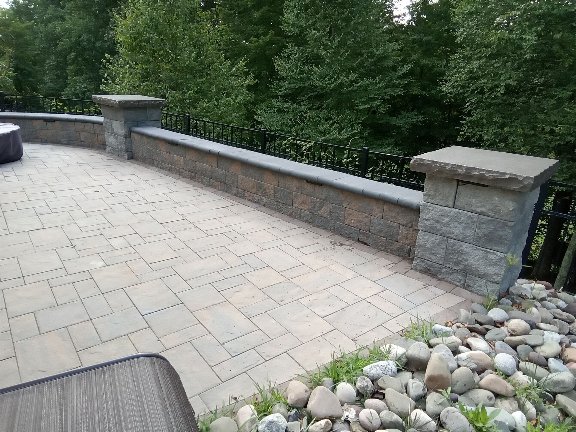 Close up of grey stone patio by A.A.F Landscaping
