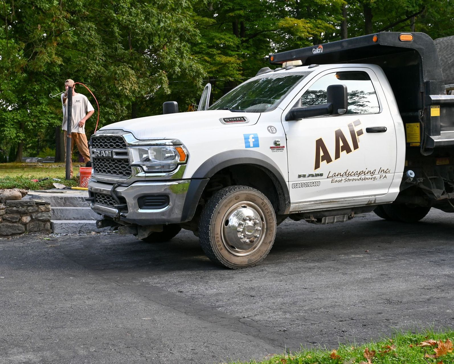 A.A.F Landscaping Truck at a job