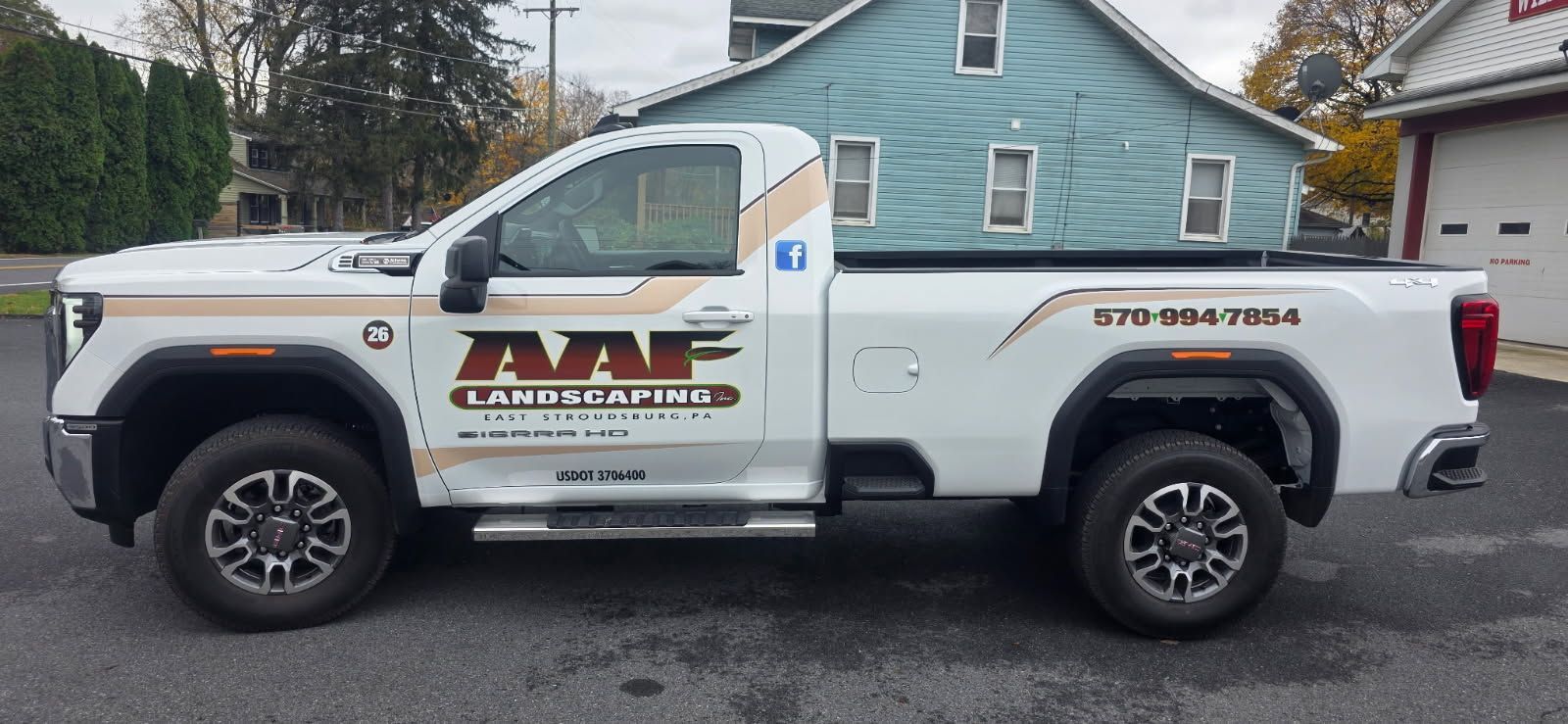 A.A.F Landscaping Truck at a job