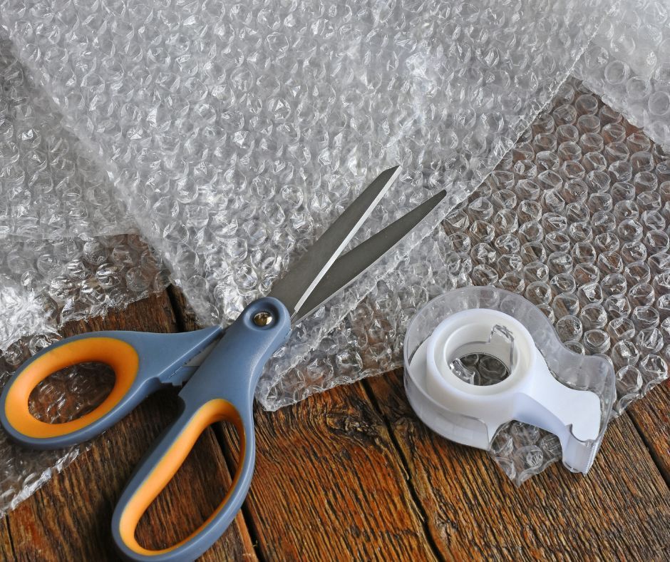Packing paper and bubble wrap
