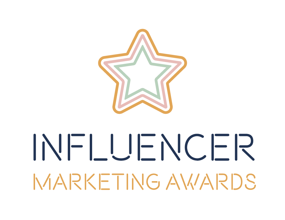 A logo for the influencer marketing awards with a star in the middle.