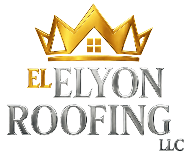Gold crown logo with “Elyon Roofing LLC” in silver and gold text