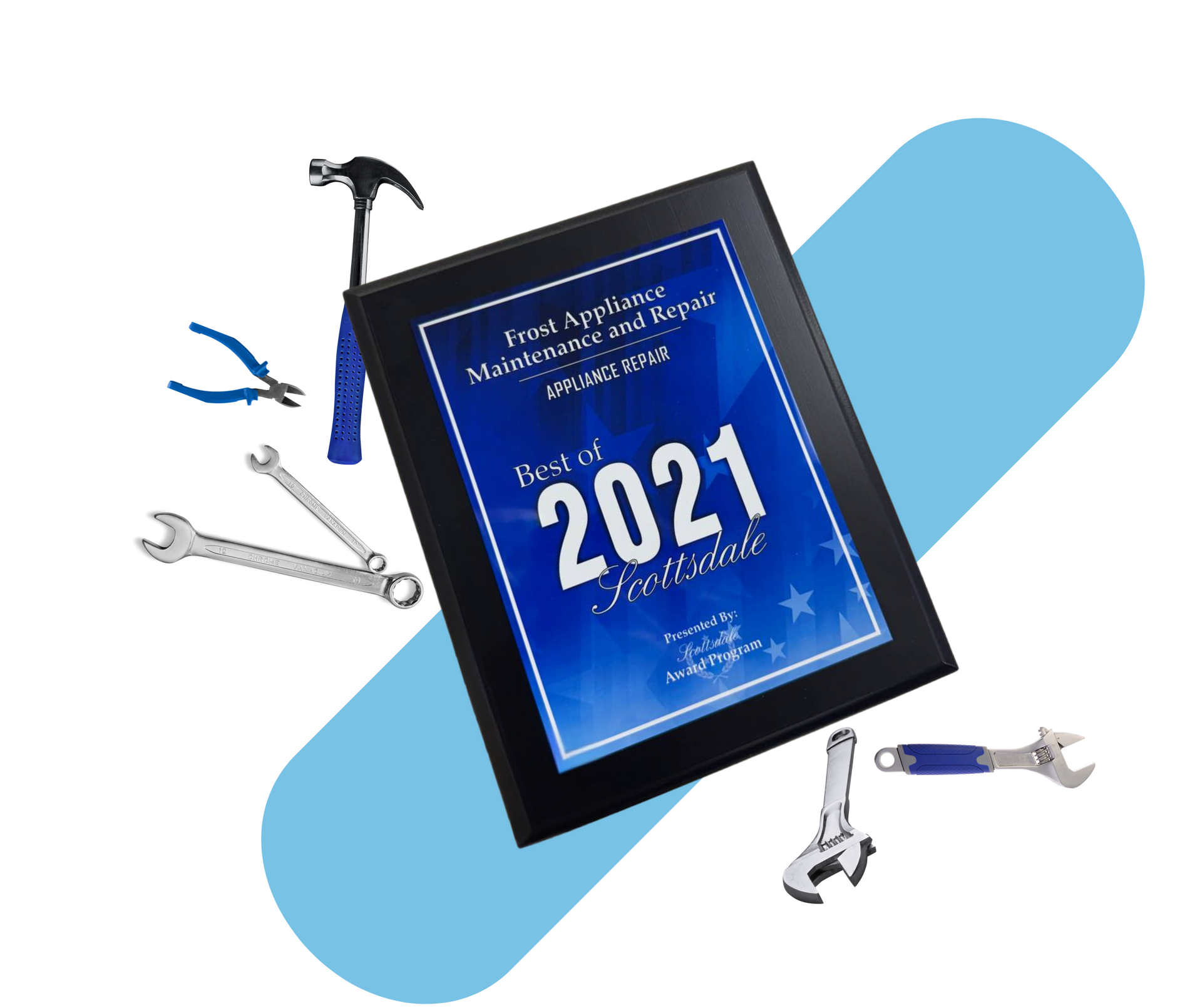 A framed certificate with the year 2021 on it is surrounded by tools. A framed certificate with the year 2021 on it is surrounded by tools.