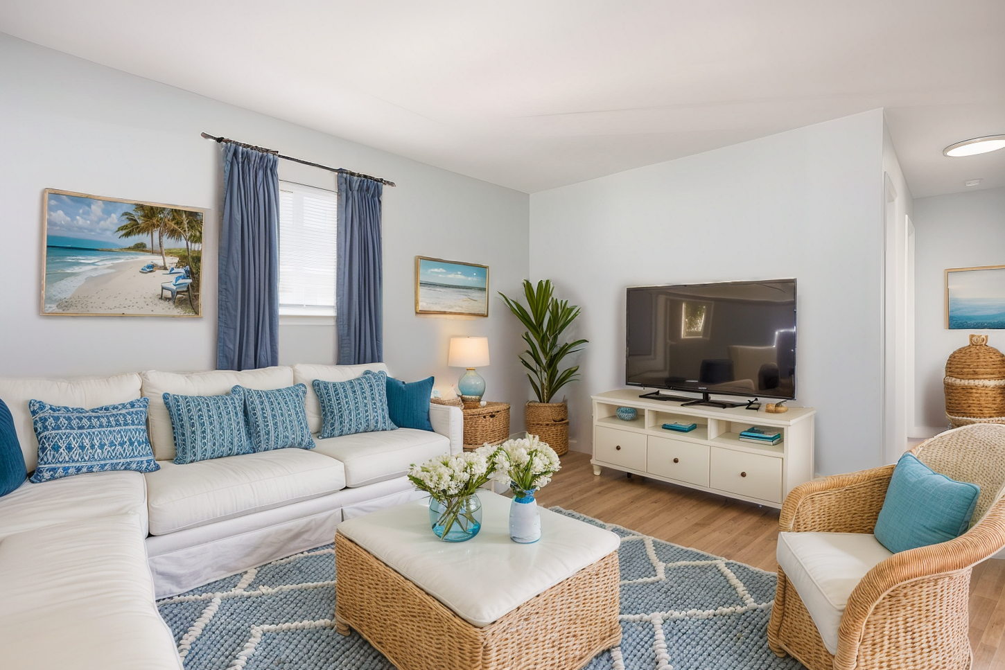 A living room filled with furniture and a flat screen tv.