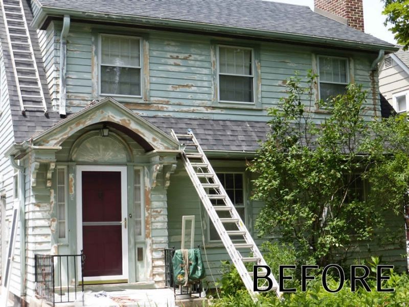 Blue House Before — Bayside, WI — The Village Painter LLC